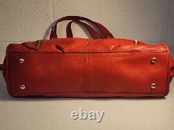 B MAKOWSKY Red Metal Collection Leather Satchel Handbag Purse Must See