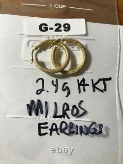 BEAUTIFUL Signed MILROS 14K Hoop Earrings Must See 2.4 Grams 14K Gold COOL G-29
