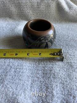 Beautiful Tom Tapia San Juan Pueblo Black Pottery Small Vase MUST SEE