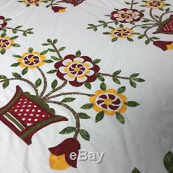 Bold needle turn applique Woven Basket QUILT TOP Antique styled Must See