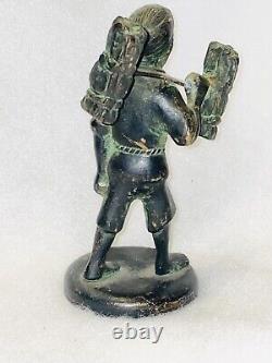 COLLECTIBLE ANTIQUE? JAPANESE BRONZE FIGURE? FARMER with INSIGNIA MUST SEE