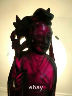 Chinese Dark Cherry Amber Bakelite Figure Vintage Stunning Must See! 660.3 Grams