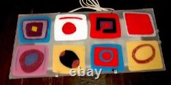 Contemporary Mid Century Fused Stained Glass Wall or Ceiling Mount Lamp MUST SEE