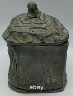 Crimean War British Army Battle Scenes Lead Tobacco Jar Box Dated 1854 MUST SEE