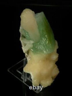 Cubical Green Apophyllite on Stilbite from Nashik- Maharashtra, India. Must see