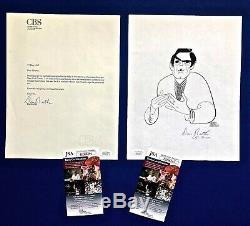 Dan Rather Cbs 60 Minutes Tv News Program Signed Sketch & Letterrare Must See
