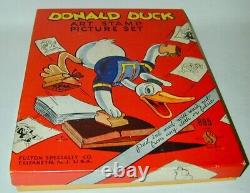 Donald Duck Art Stamp Picture Set Complete Boxed Set Lightly Used 1935 MUST SEE