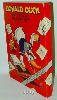 Donald Duck Art Stamp Picture Set Complete Boxed Set Lightly Used 1935 MUST SEE