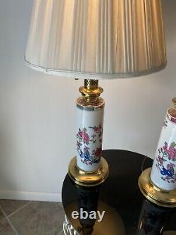 English Porcelain Table Lamps Vintage Brass RARE High Quality Must SEE