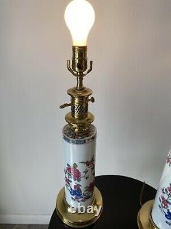 English Porcelain Table Lamps Vintage Brass RARE High Quality Must SEE