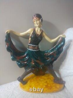 Fab Vtg Art Deco Resin Dancer in Flowing Dress High Detail 14 Hd/Ptd Must See