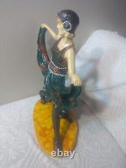 Fab Vtg Art Deco Resin Dancer in Flowing Dress High Detail 14 Hd/Ptd Must See