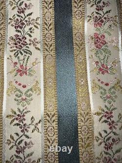 Fabulous French Brocade Fabric Teal & Floral Stripesilk Blendmust See