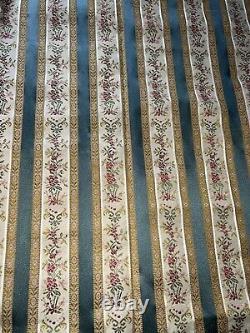 Fabulous French Brocade Fabric Teal & Floral Stripesilk Blendmust See