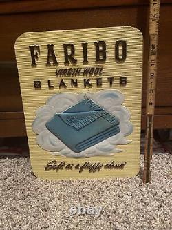 Faribo Virgin Wool Blankets Advertising Sign Vintage Must See Antique RARE