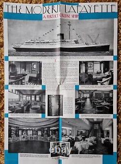French Line M. S. Lafayette Brochure/ Deck Plan 1934-35 Huge! Must See
