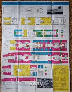 French Line S. S. Champlain Brochure/ Deck Plan 1938 Huge! Must See