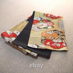 Fukuro Obi Japan Must-See Model Wearing Long-Sleeved Kimono Used Bag Obi No. 154