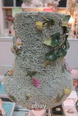 GERMAN Exceptional Vintage Spaghetti Porcelain Cupid & Flowers 9 Vase Must See