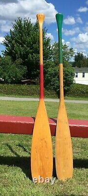 GREAT SET Wooden PADDLES 54 Long With COLOR Boat OAR Canoe Must See