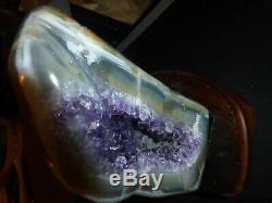 Genuine Brazilian Amethyst Crystal in Solid Agate Geode 3lb. Must See