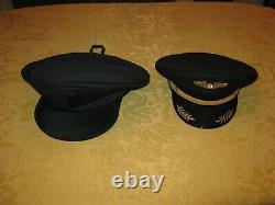 Gold Airline Pilot Captains Hat With Insignia Carrying Case Size 7 5/8 Must-See