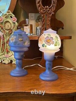 Gorgeous Pair 1930s Czech Glass Mushroom Boudoir Lamps Must See
