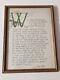 HENRY BESTON HANDWRITTEN ART. The Outermost House Excerpt. Framed. Must See