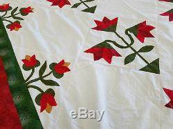 Hand Applique Carolina Lily QUILT TOP Queen, Traditional Must See Design