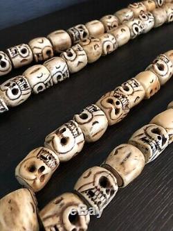 Handmade Tibetan Bone Mala MUST SEE 108 Skulls Ultra Rare In Size