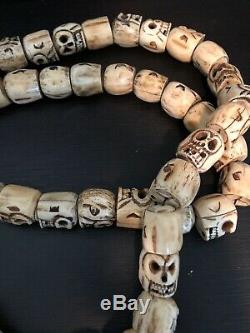 Handmade Tibetan Bone Mala MUST SEE 108 Skulls Ultra Rare In Size