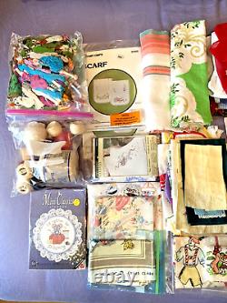 Huge Lot Vintage Linens, Sewing Crafting Items, X Stitch Needlework Must See