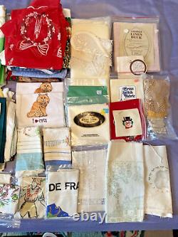 Huge Lot Vintage Linens, Sewing Crafting Items, X Stitch Needlework Must See