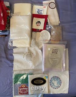 Huge Lot Vintage Linens, Sewing Crafting Items, X Stitch Needlework Must See