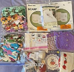 Huge Lot Vintage Linens, Sewing Crafting Items, X Stitch Needlework Must See