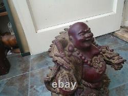 Impressive HUGE Chinese red lacquered resin Buddha statue MUST SEE BUDDHA