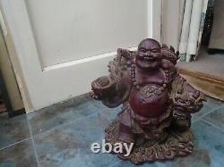 Impressive HUGE Chinese red lacquered resin Buddha statue MUST SEE BUDDHA