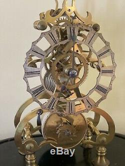 Incredible Antique Single Fusee Skeleton Clock Must See