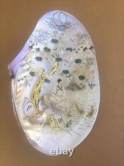 Japanese Encrusted Art On Large 11 Inch Oyster Shell Must See