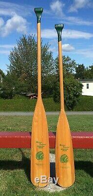 LOVELY Vintage SET Wooden PADDLES 60+54 Long + LABELS OARS Boat Must See