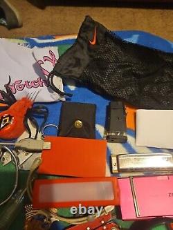 Large Junk Drawer Lot Knives, Cards Harmonica Camera MUST SEE