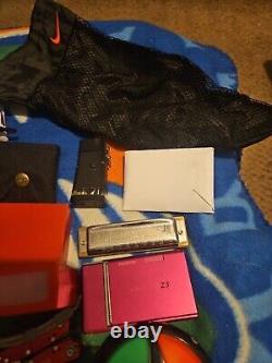 Large Junk Drawer Lot Knives, Cards Harmonica Camera MUST SEE