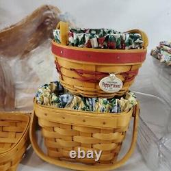 Longaberger Lot Of 11 Baskets, 6 Wooden Lids, 5 Fabrics Must See Vintage USA