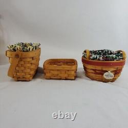 Longaberger Lot Of 11 Baskets, 6 Wooden Lids, 5 Fabrics Must See Vintage USA