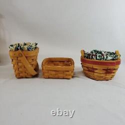 Longaberger Lot Of 11 Baskets, 6 Wooden Lids, 5 Fabrics Must See Vintage USA