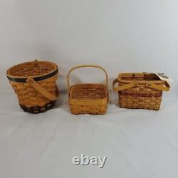 Longaberger Lot Of 11 Baskets, 6 Wooden Lids, 5 Fabrics Must See Vintage USA