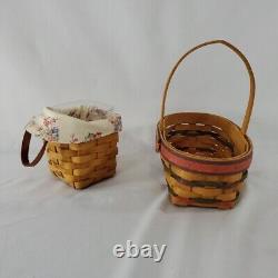 Longaberger Lot Of 11 Baskets, 6 Wooden Lids, 5 Fabrics Must See Vintage USA