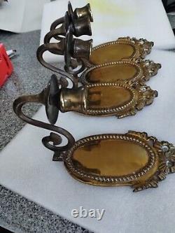 Lot Of 4 VINTAGE SOLID BRASS WALL SCONCE Very Good Condition Must See