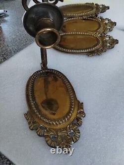 Lot Of 4 VINTAGE SOLID BRASS WALL SCONCE Very Good Condition Must See