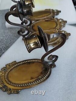 Lot Of 4 VINTAGE SOLID BRASS WALL SCONCE Very Good Condition Must See